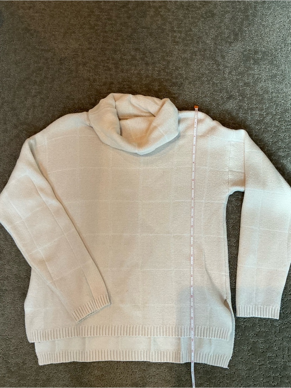 Women's Cream Turtleneck Knit Sweater